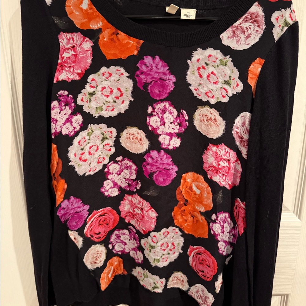 Moth Black Floral Sweater - Anthropologie
